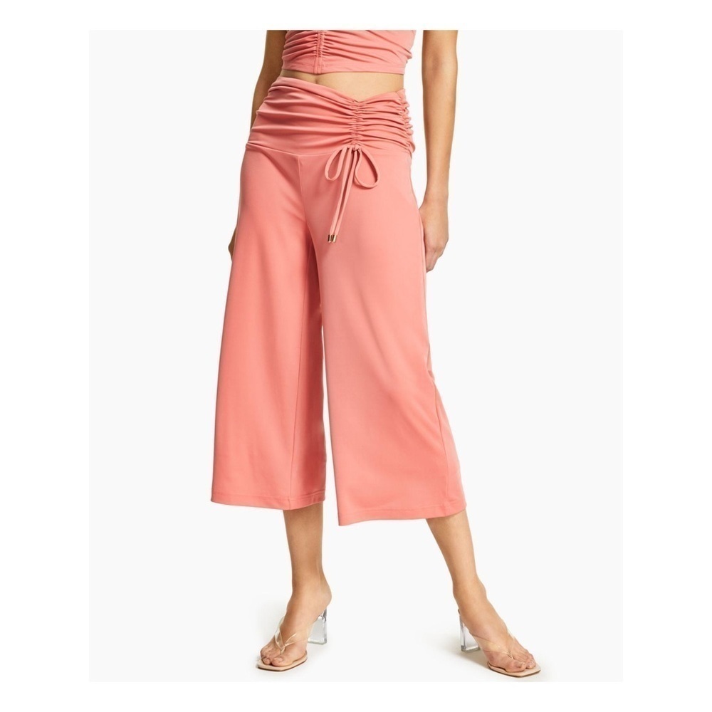390- INC Plus Coral Paradise Call French Peach Cropped Pants, Size 4X